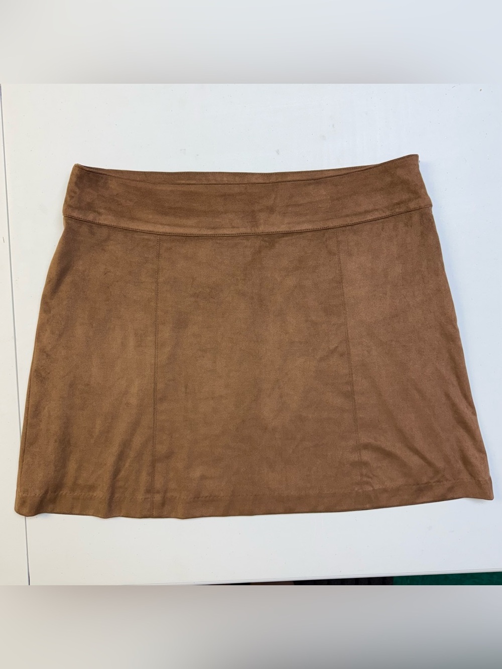 Suede-Look Brown A-Line Skirt